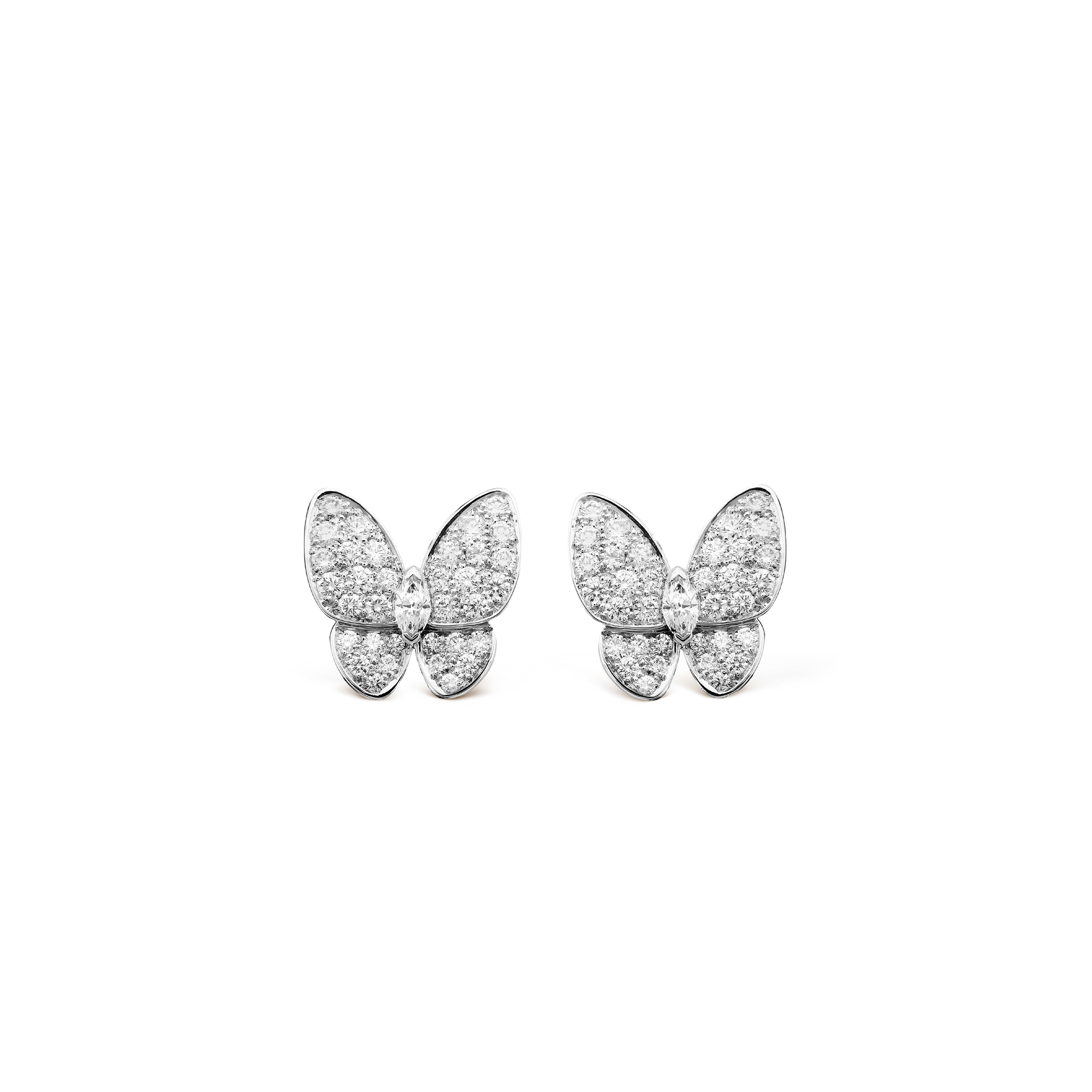 v*n cl*f arpels two butterfly earrings - white gold, Di*m*nd  vcarb82900